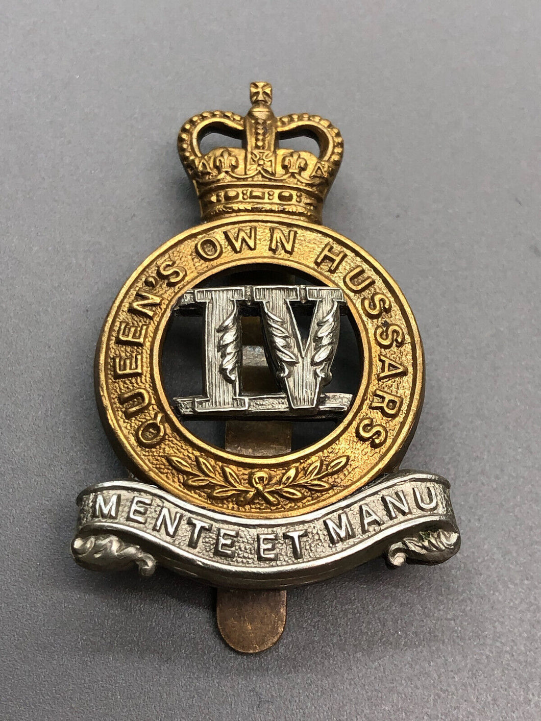 Genuine British Army 4th Queen's Own Hussars Cap Badge