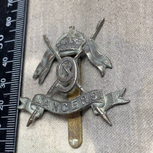 Load image into Gallery viewer, Original WW2 9th Queen&#39;s Royal Lancers British Army Cap Badge
