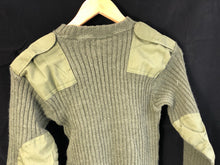 Load image into Gallery viewer, British Army Olive Jersey Utility Jumper Elbow Patches Wool Pullover - Size 1
