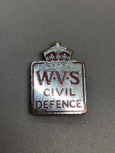 Load image into Gallery viewer, Original WW2 WVS Women&#39;s Volunteer Service Civil Defence Lapel Badge
