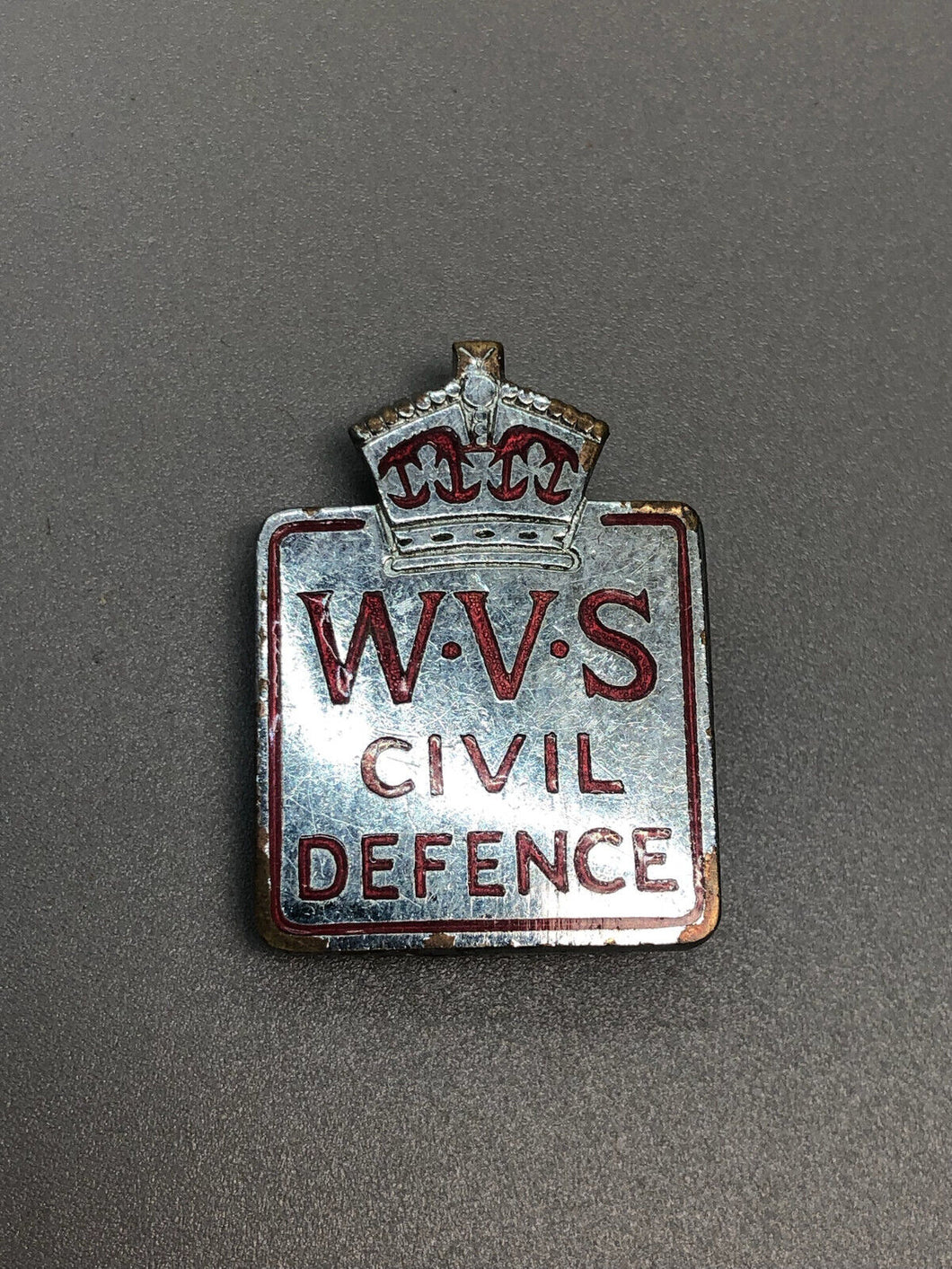 Original WW2 WVS Women's Volunteer Service Civil Defence Lapel Badge