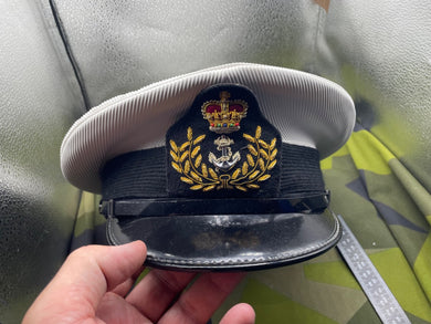 Original British Royal Navy Warrant Officer's Peaked Cap with Badge - Size 59cm - The Militaria Shop