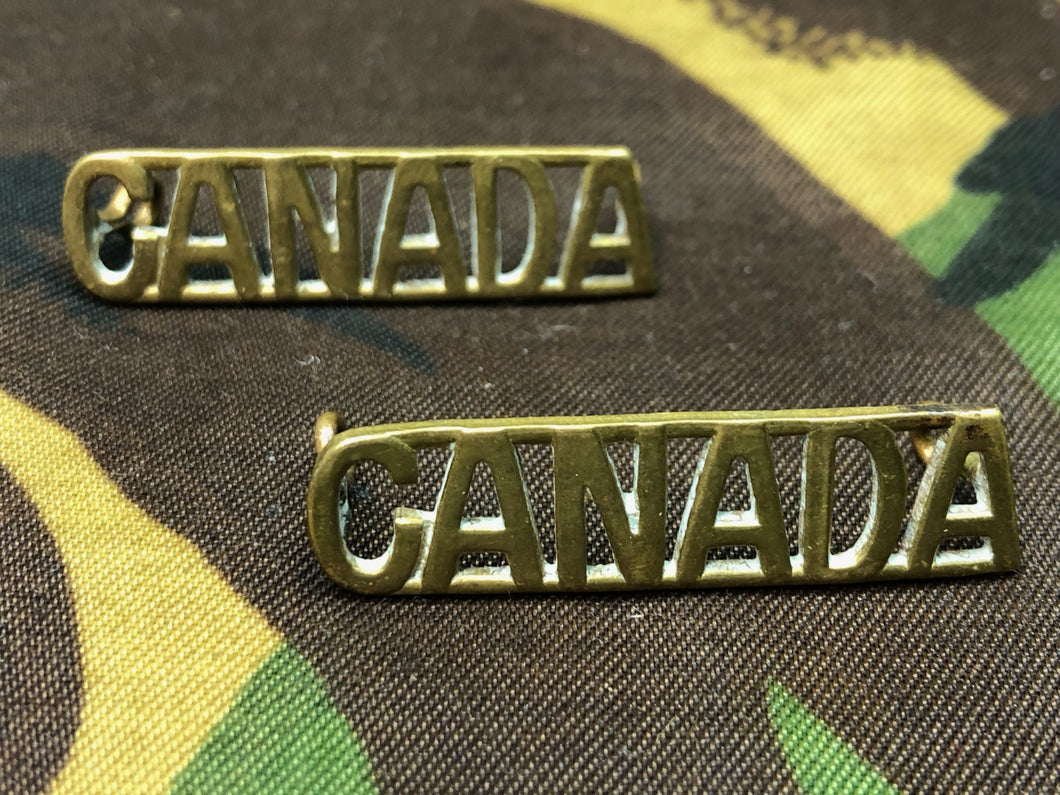 Genuine Canadian Army WW1 Brass Shoulder Titles Pair - CANADA - The Militaria Shop
