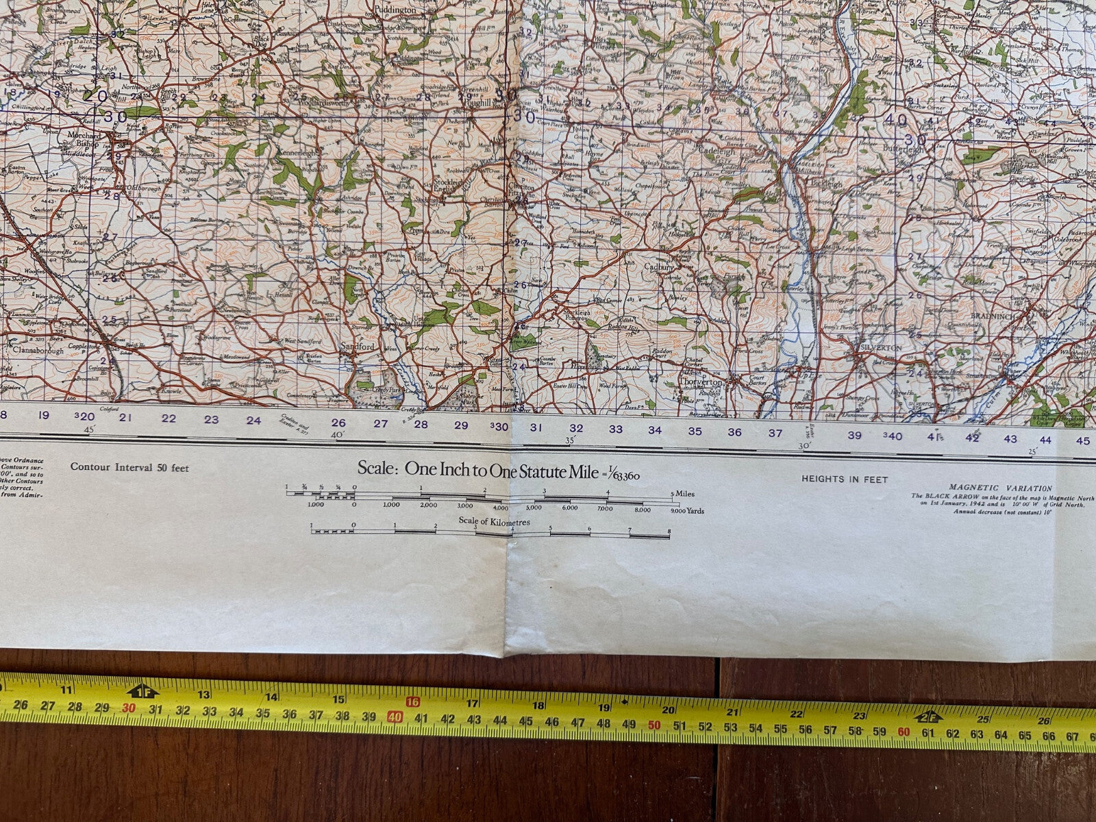 Original WW2 British Army GSGS OS Map of England - Tiverton - The Militaria Shop