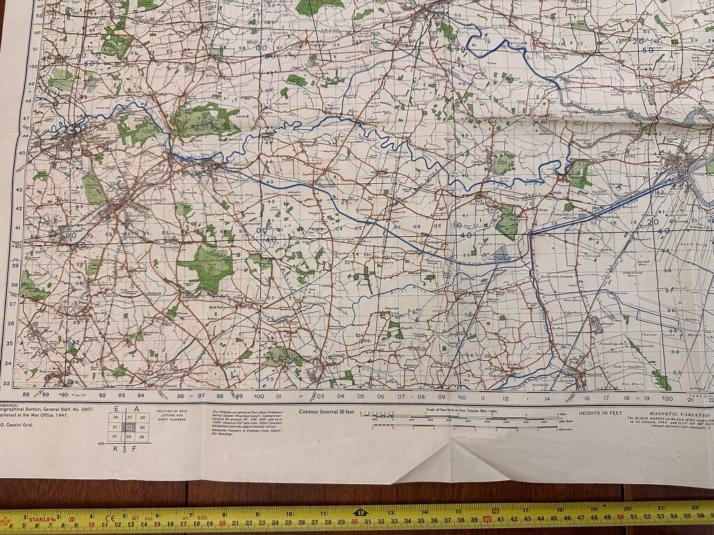 Original WW2 British Army GSGS OS Map of Great Britain - Goole & Pontefract - The Militaria Shop