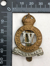 Load image into Gallery viewer, Original WW2 British Army Cap Badge - 4th Queen&#39;s Own Hussars Regiment
