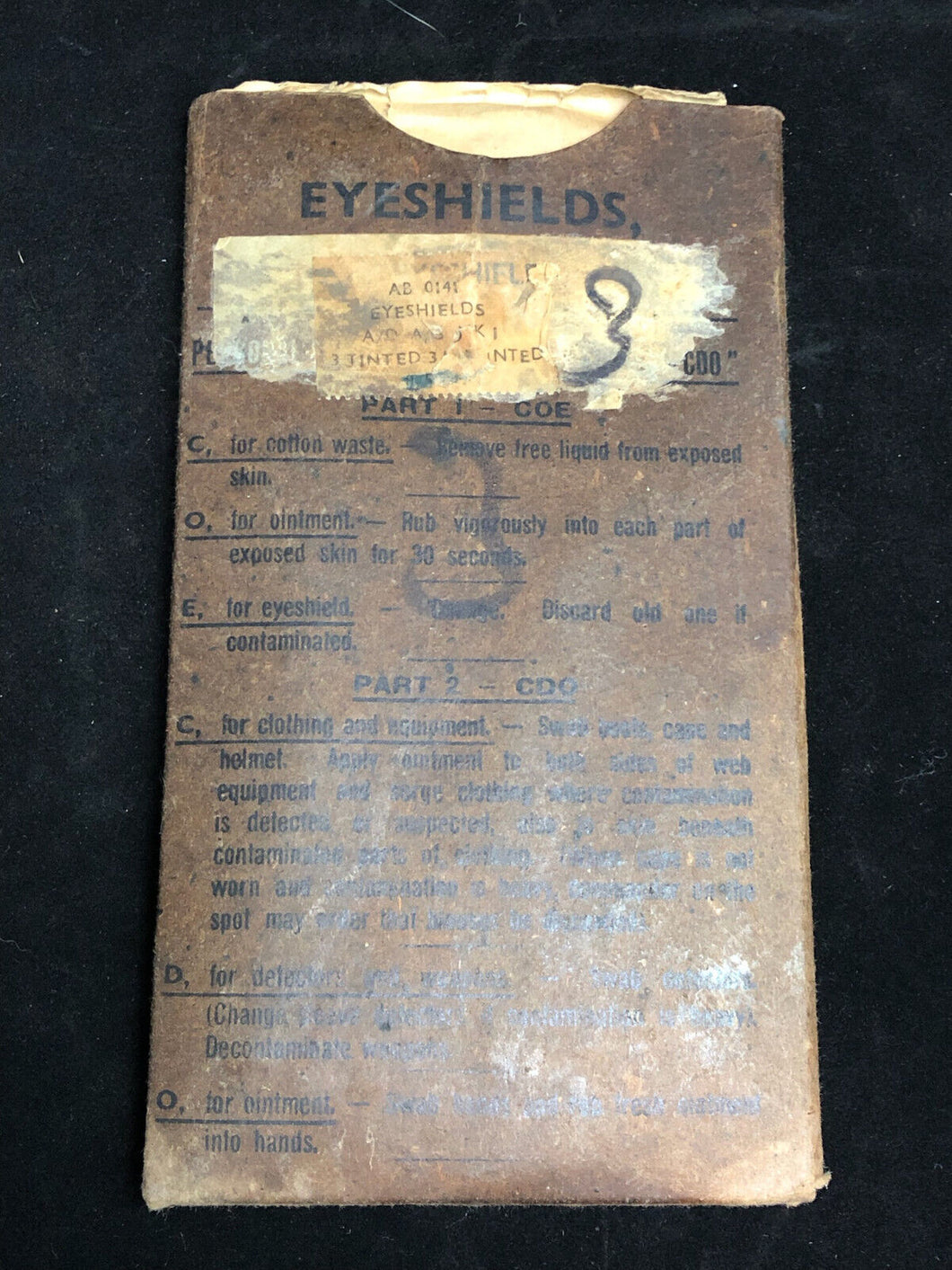 Original WW2 British Army Anti-Gas Eyeshields