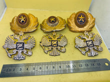 Load image into Gallery viewer, 6 Original Soviet Union USSR Cap Badges with Rear Fixing Pins - Group Lot
