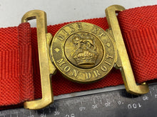 Charger l&#39;image dans la galerie, Original British Army WW1 / WW2 Officers Red Belt and Gilt Kings Crown Buckle
