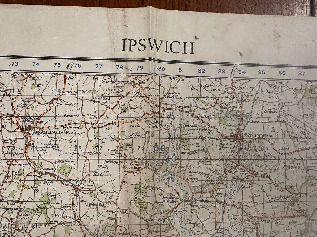Original WW2 British Army GSGS OS Map of Great Britain - Ipswich - The Militaria Shop