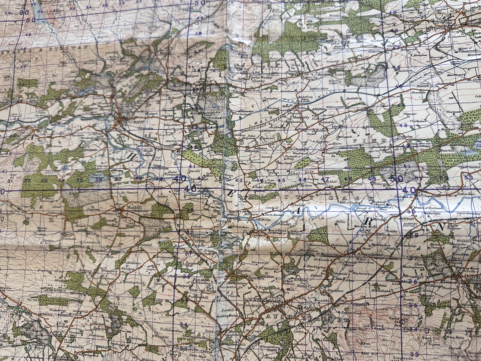 Original WW2 British Army OS Map of Scotland - Perth & Strath Earn - The Militaria Shop