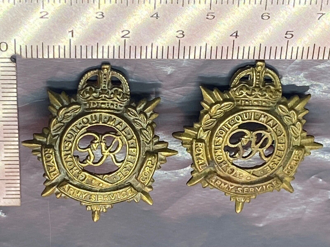 Original British Army WW1 GV1 Royal Army Service Corps Collar Badges