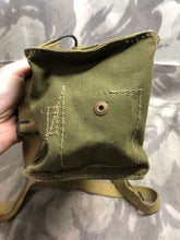 Load image into Gallery viewer, Original WW2 British Army Lightweight Assault Gas Mask Bag 1944 Dated
