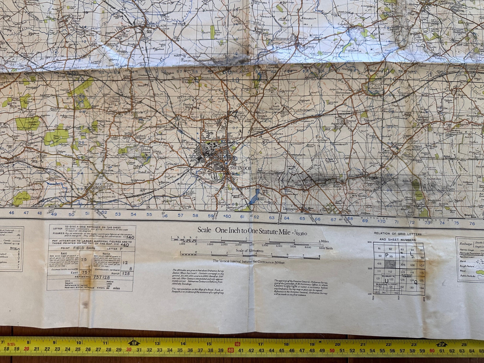 Original WW2 British Army GSGS OS Map England - Swindon & Cirencester - The Militaria Shop