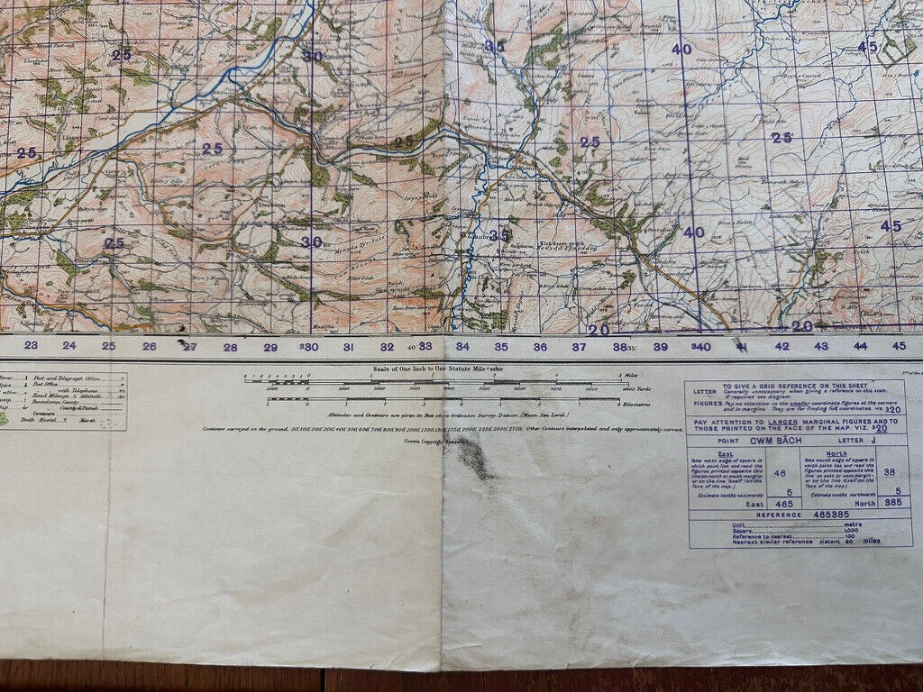 Original WW2 British Army GSGS OS Map of Great Britain - Dolgelley & Lake Vyrnwy - The Militaria Shop