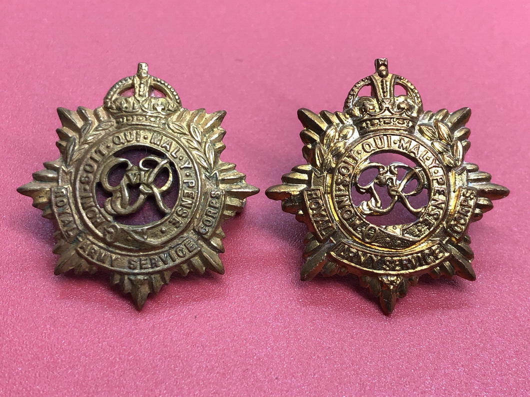 Original WW2 British Army Royal Army Service Corps RASC Collar Badges Pair