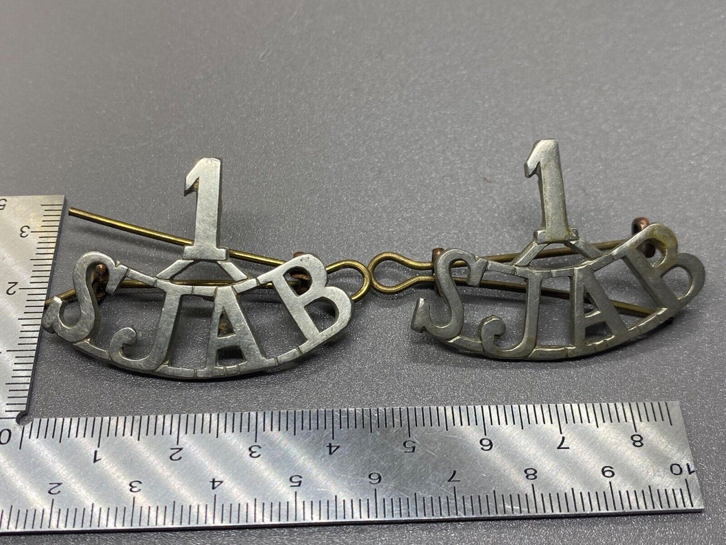 Pair of Original WW2 Onwards 1st S. John's Ambulance Shoulder Titles