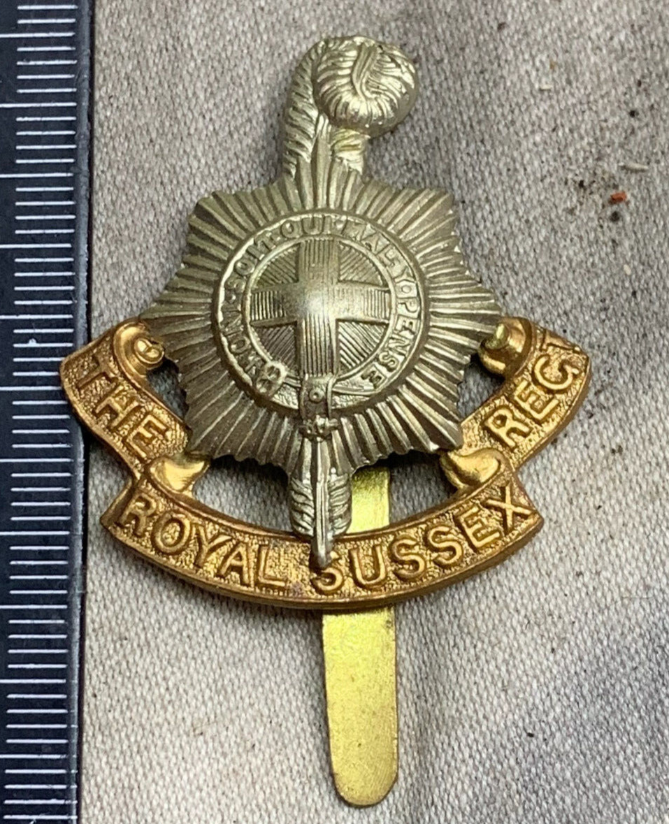 Original WW2 British Army Royal Sussex Regiment Cap Badge