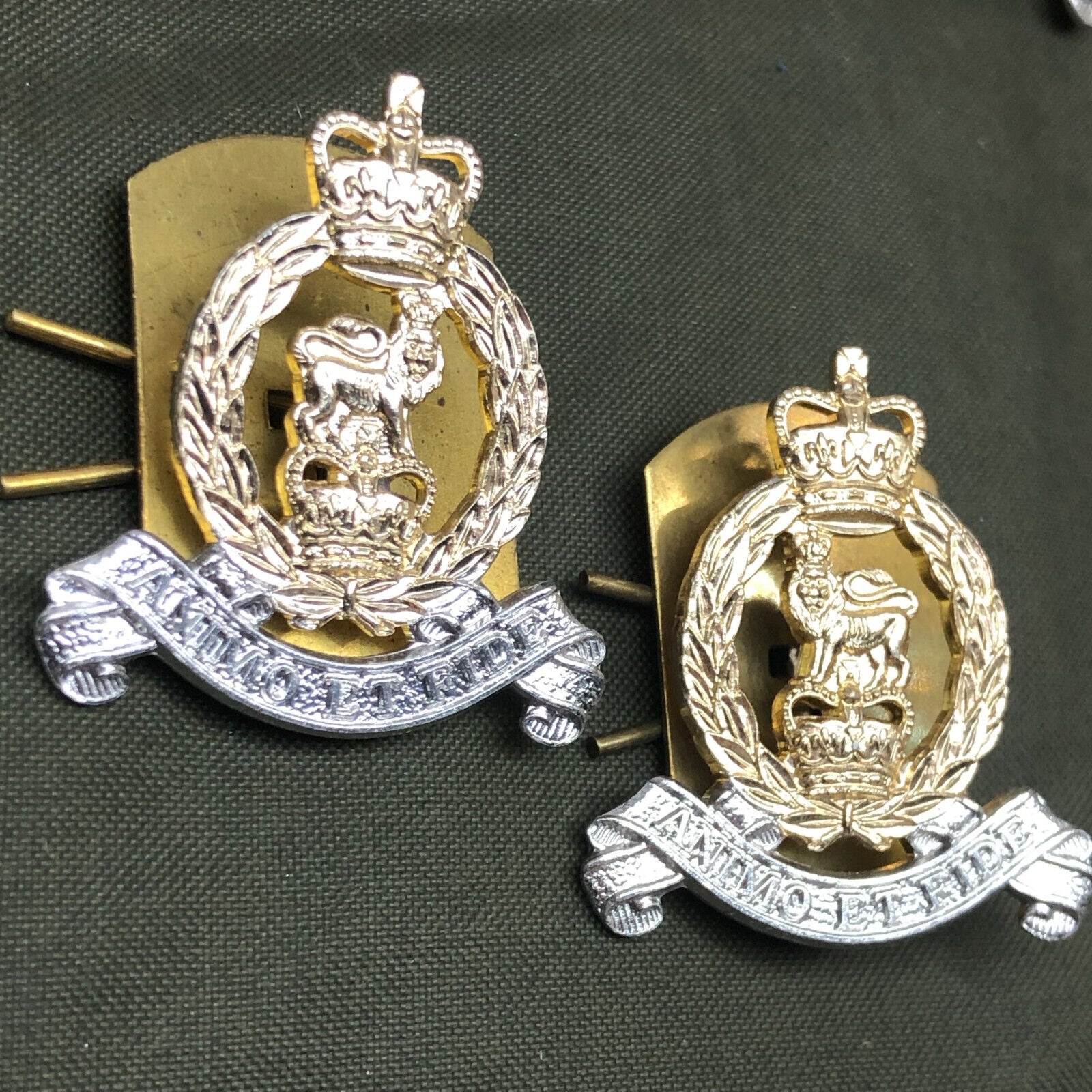 Genuine British Army Adjutant Generals Corps Collar Badges Pair - The Militaria Shop