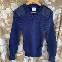 Load image into Gallery viewer, Genuine British RAF Royal Navy Blue Wool V-Neck Pullover Jersey - 94cm Chest
