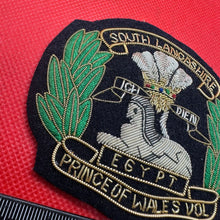 Load image into Gallery viewer, British Army Bullion Embroidered Blazer Badge - South Lancashire Prince of Wales
