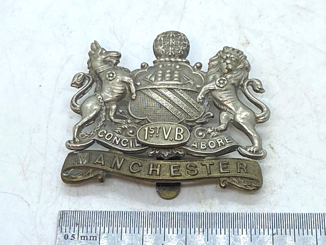 Original British Army WW1 1st Volunteer Battalion Manchester Regiment Cap Badge