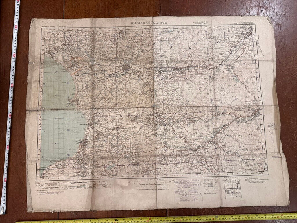 Original WW2 British Army GSGS OS Map of Scotland - Kilmarnock & Ayr - The Militaria Shop