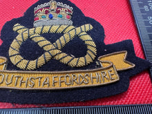 Load image into Gallery viewer, British Army Bullion Embroidered Blazer Badge - South Staffordshire -Kings Crown
