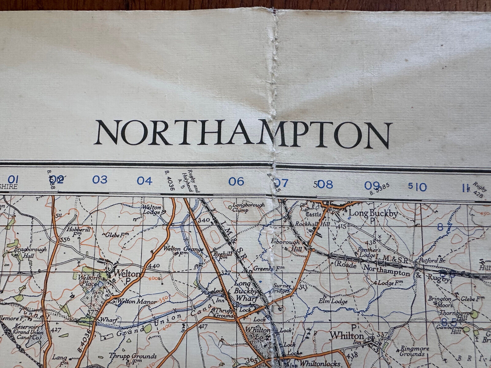 Original WW2 British Army OS Map of Great Britain - Northampton - The Militaria Shop