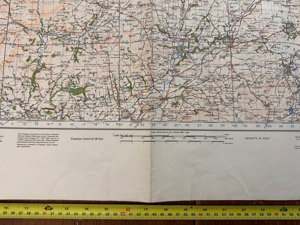 Original WW2 British Army GSGS Os Map of Great Britain - Ribblesdale - The Militaria Shop