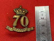 Load image into Gallery viewer, Original British Army Victorian Era - 70th The Surrey Regiment Cap Badge
