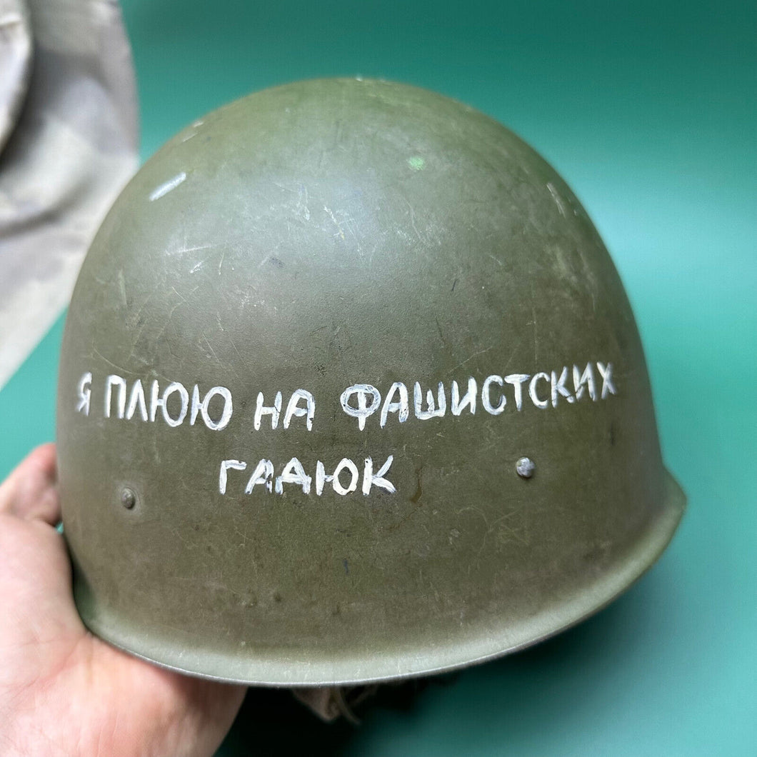 Original WW2 Russian Army Ssh 40 Combat Helmet - Interesting Marking!