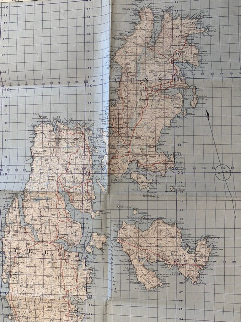 Original WW2 British Army GSGS Map of Scotland - Yell & Unst - Shetland Islands - The Militaria Shop