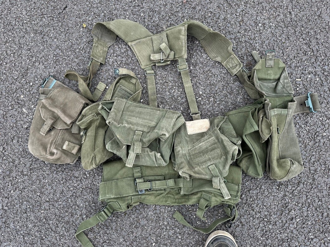 Original British Army 58 Pattern Webbing Rig Set Up - Belt, Pouches, Roll