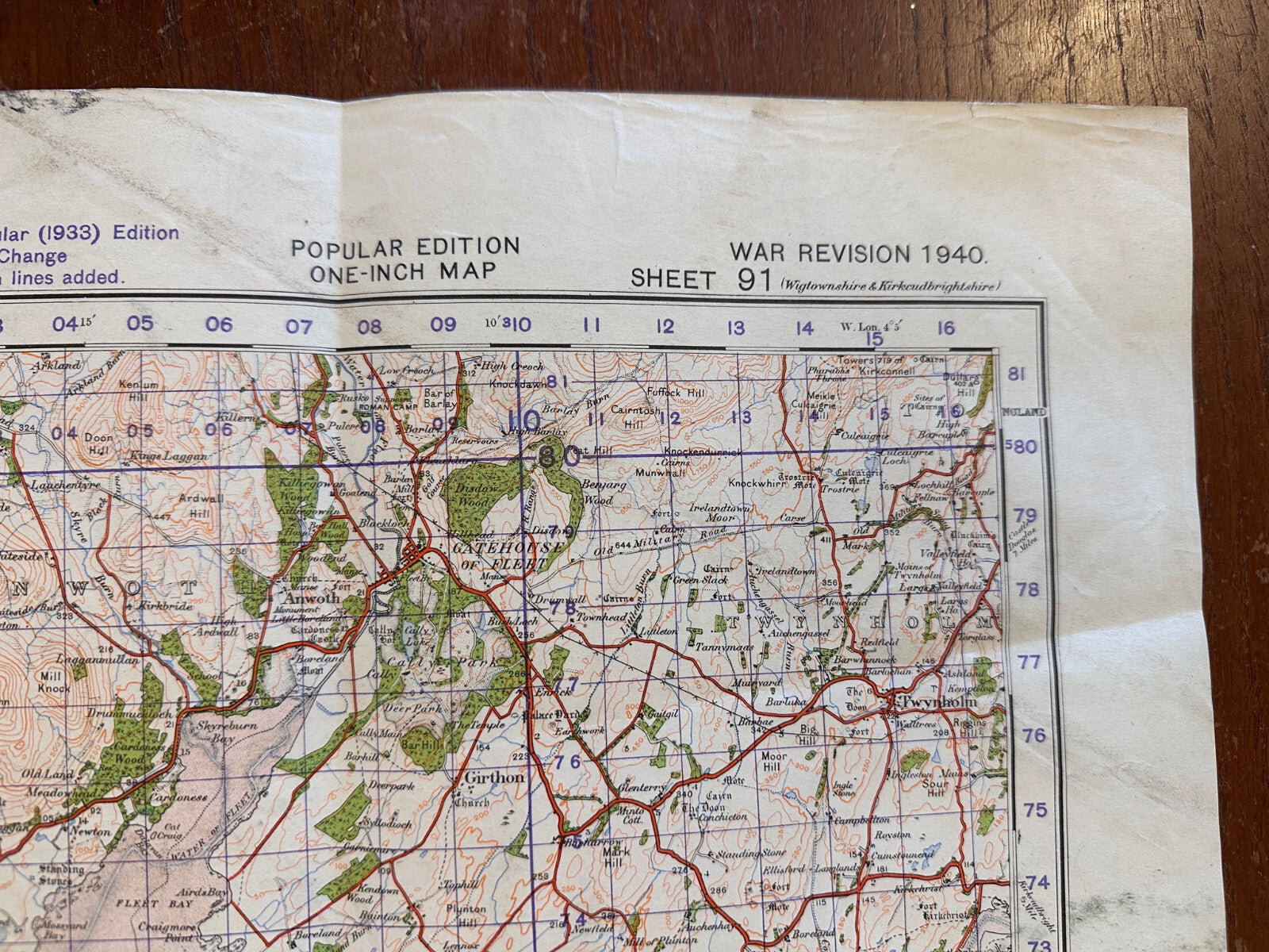Original WW2 British Army GSGS Map of Scotland - Wigtown - The Militaria Shop