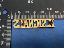 Load image into Gallery viewer, Original WW2 Brass British Army Shoulder Title Royal Signals
