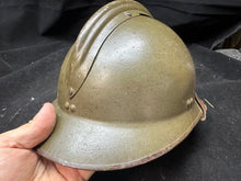 Load image into Gallery viewer, Original WW2 French Army M1926 Adrian Helmet Complete with Liner &amp; Chinstrap
