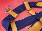 WW2 British Army Hussars Blue Canvas and Leather Belt with WM Fittings. 34 inch. - The Militaria Shop