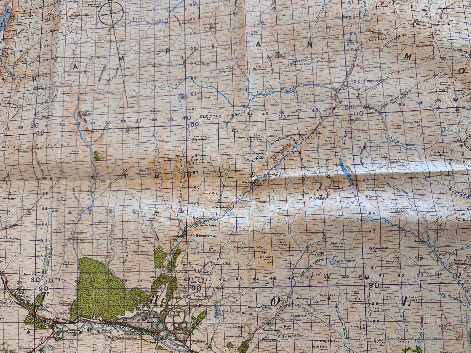 Original WW2 British Army OS Map of Scotland - Grampian Mountains & Blair Atholl - The Militaria Shop