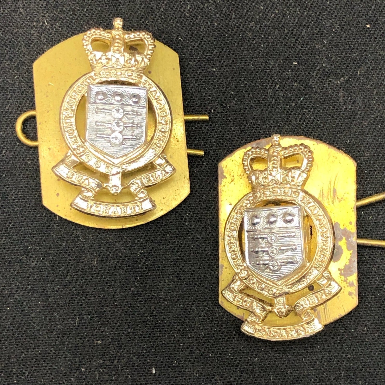 Original British Collar Badge Pair - Royal Army Ordnance Corps - The Militaria Shop