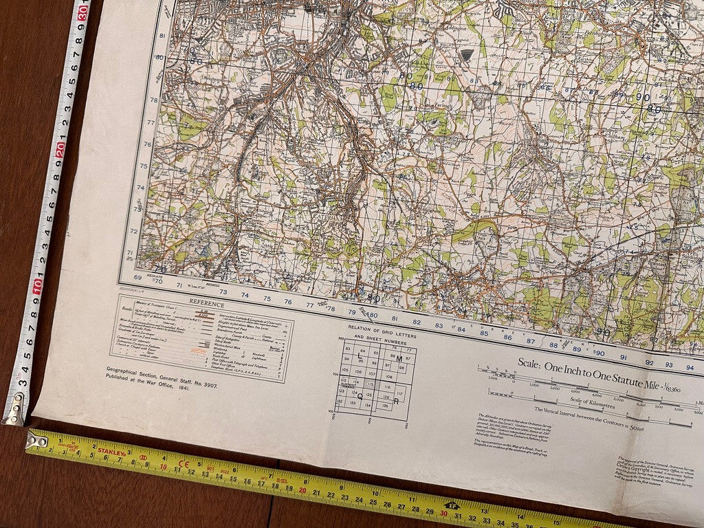 Original WW2 British Army GSGS OS Map of Great Britain - S.E London & Sevenoaks - The Militaria Shop