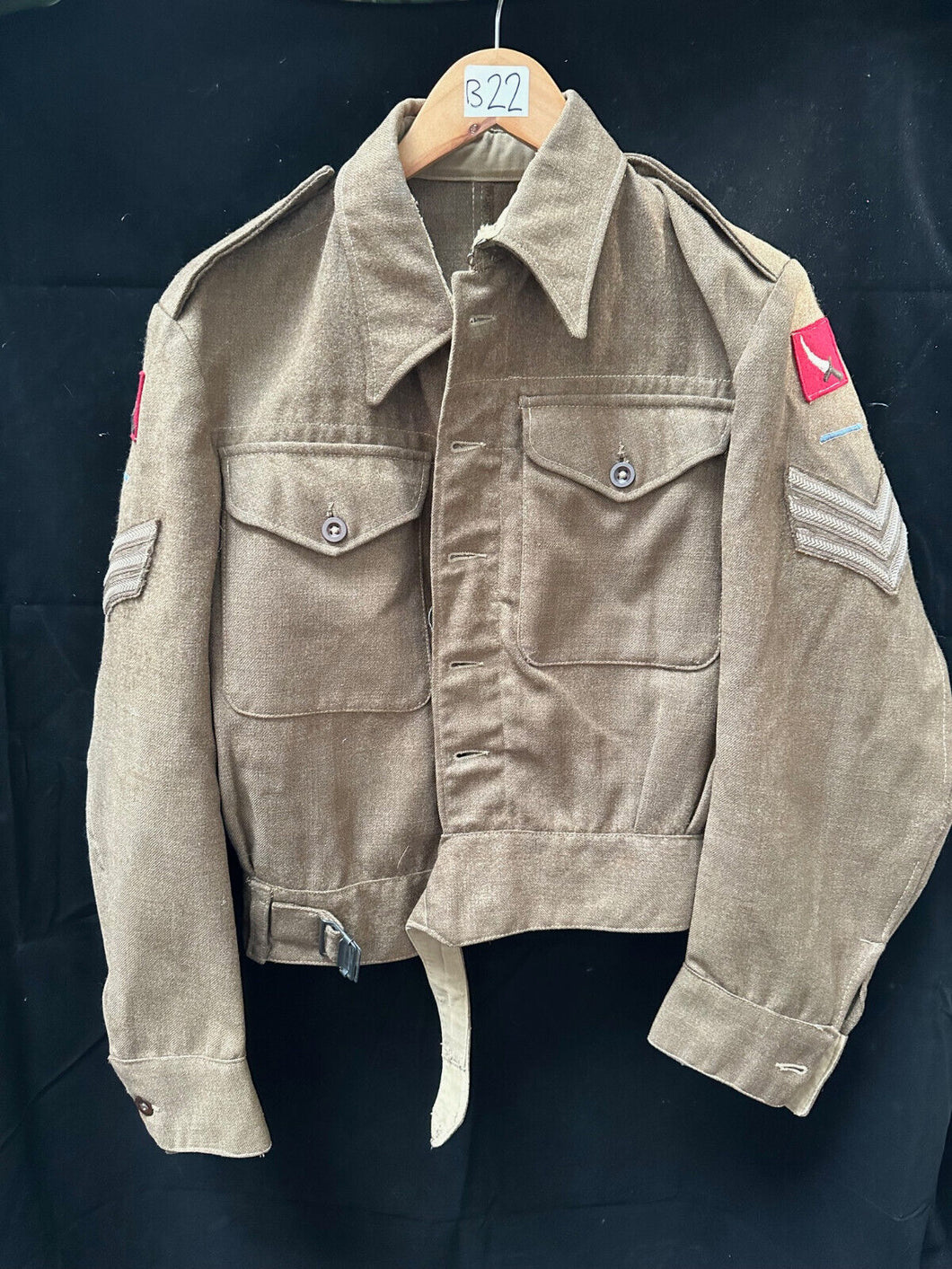 Original WW2 British Army Battledress Jacket 1940 Pattern - Palestine Div Signs