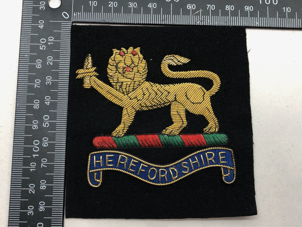 British Army Bullion Embroidered Blazer Badge - Herefordshire Regiment