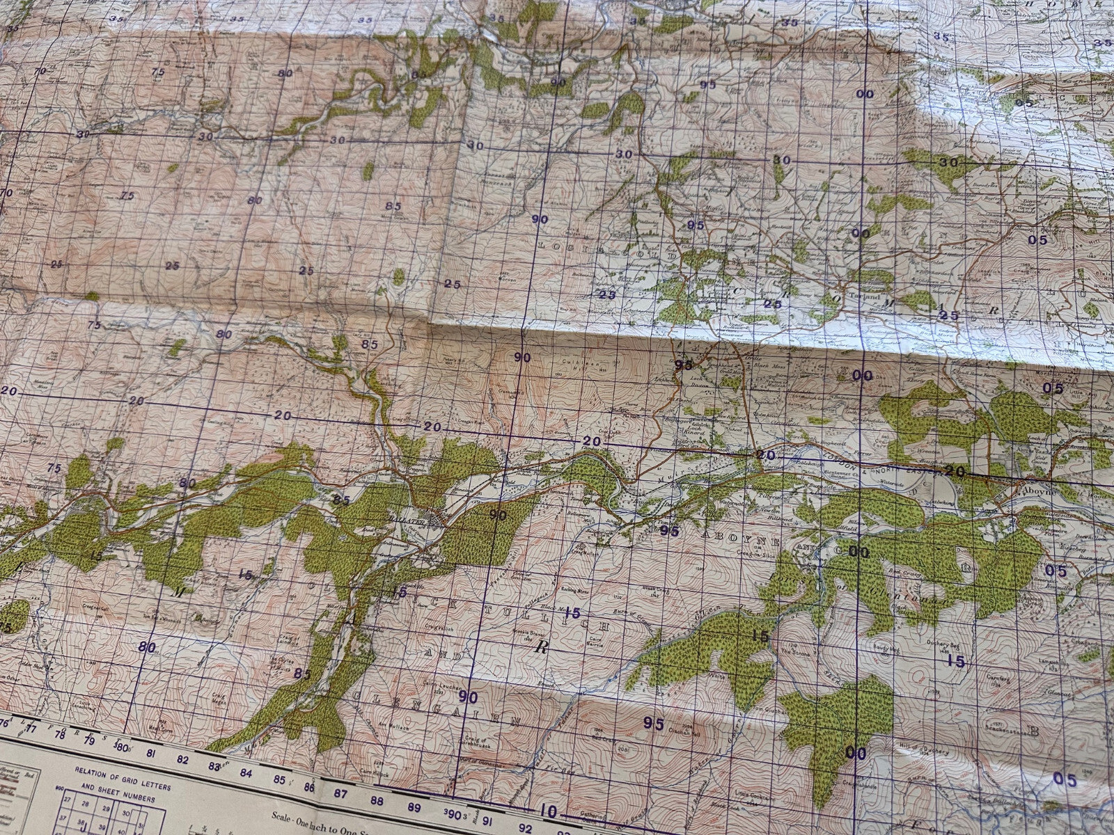 Original WW2 British Army OS Map of Scotland - Ballater & Strathdon - The Militaria Shop