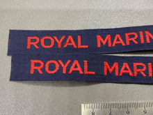 Load image into Gallery viewer, Original British Royal Naval Marines Cash&#39;s Tape Shoulder Badges, Matching Pair
