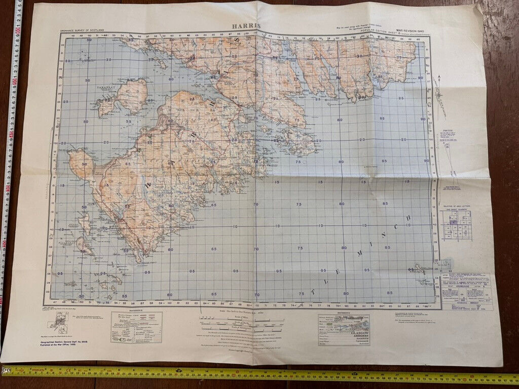 Original WW2 British Army GSGS Map of Scotland - Harris - The Militaria Shop