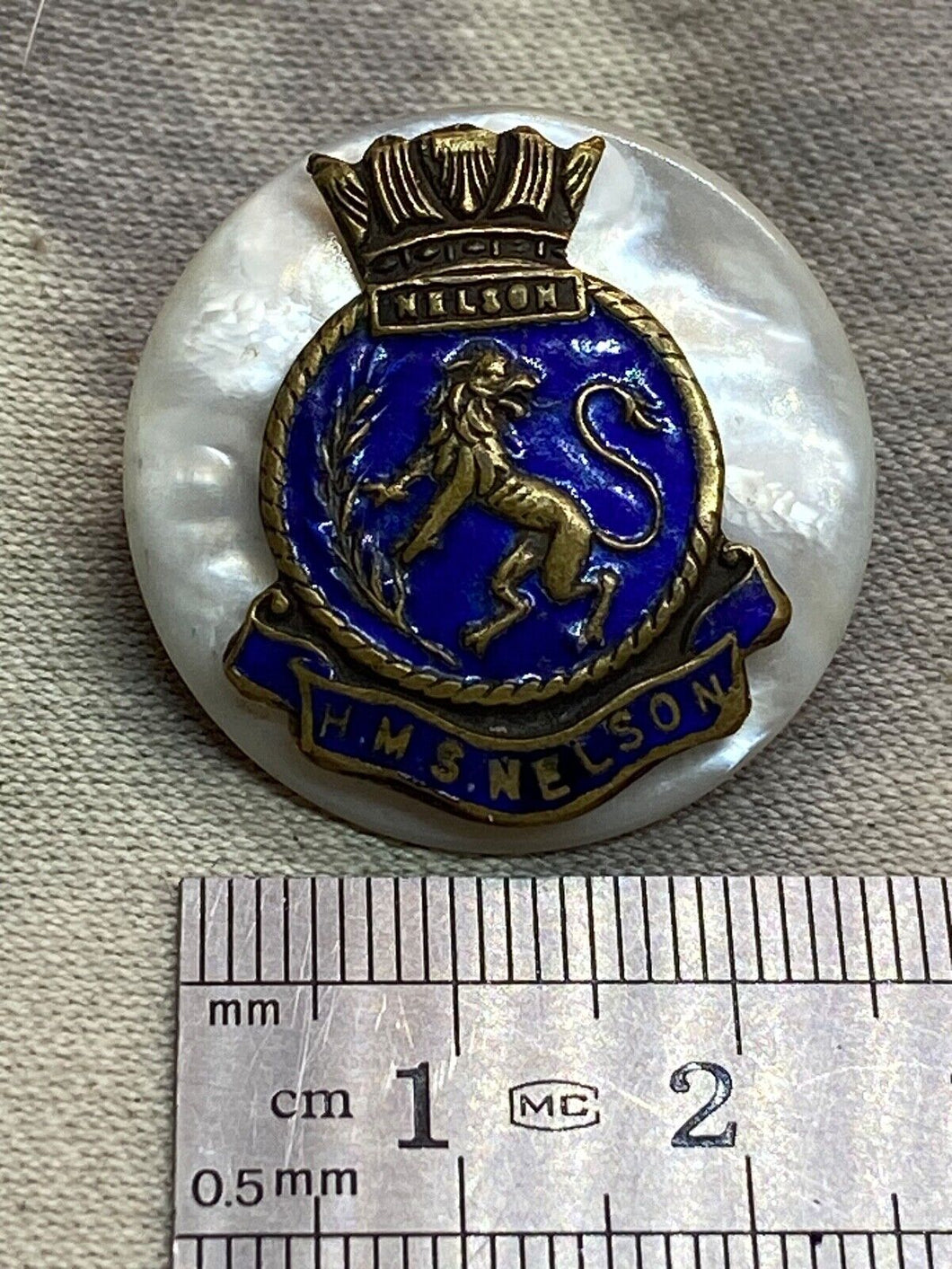 Original British Royal Navy HMS Nelson Mother of Pearl Sweetheart Brooch