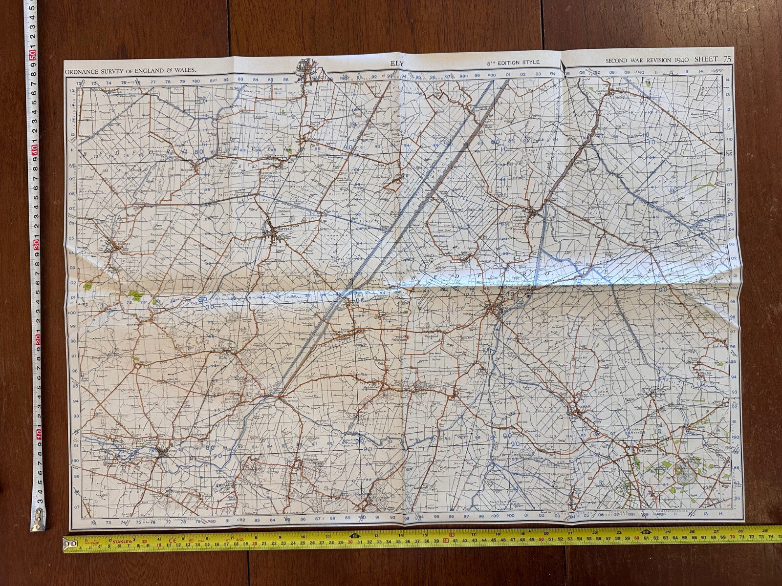 Original WW2 British Army GSGS OS Map of England - Ely - The Militaria Shop