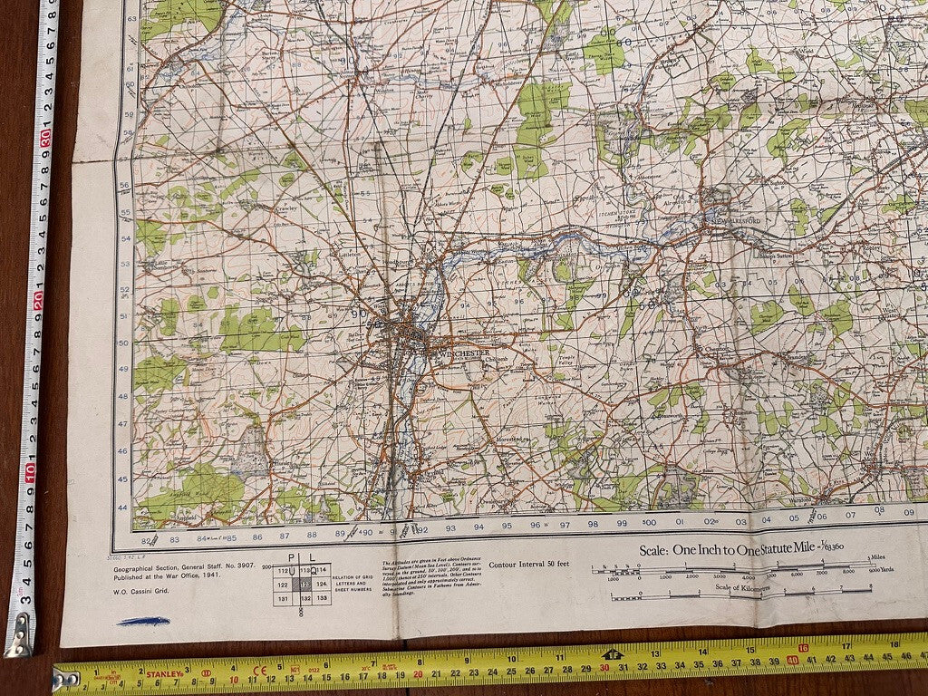 Original WW2 British Army GSGS OS Map of England - Winchester - The Militaria Shop
