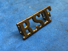 Load image into Gallery viewer, Original WW2 British Army Royal Scots Fusiliers (R.S.F.) Brass Shoulder Title
